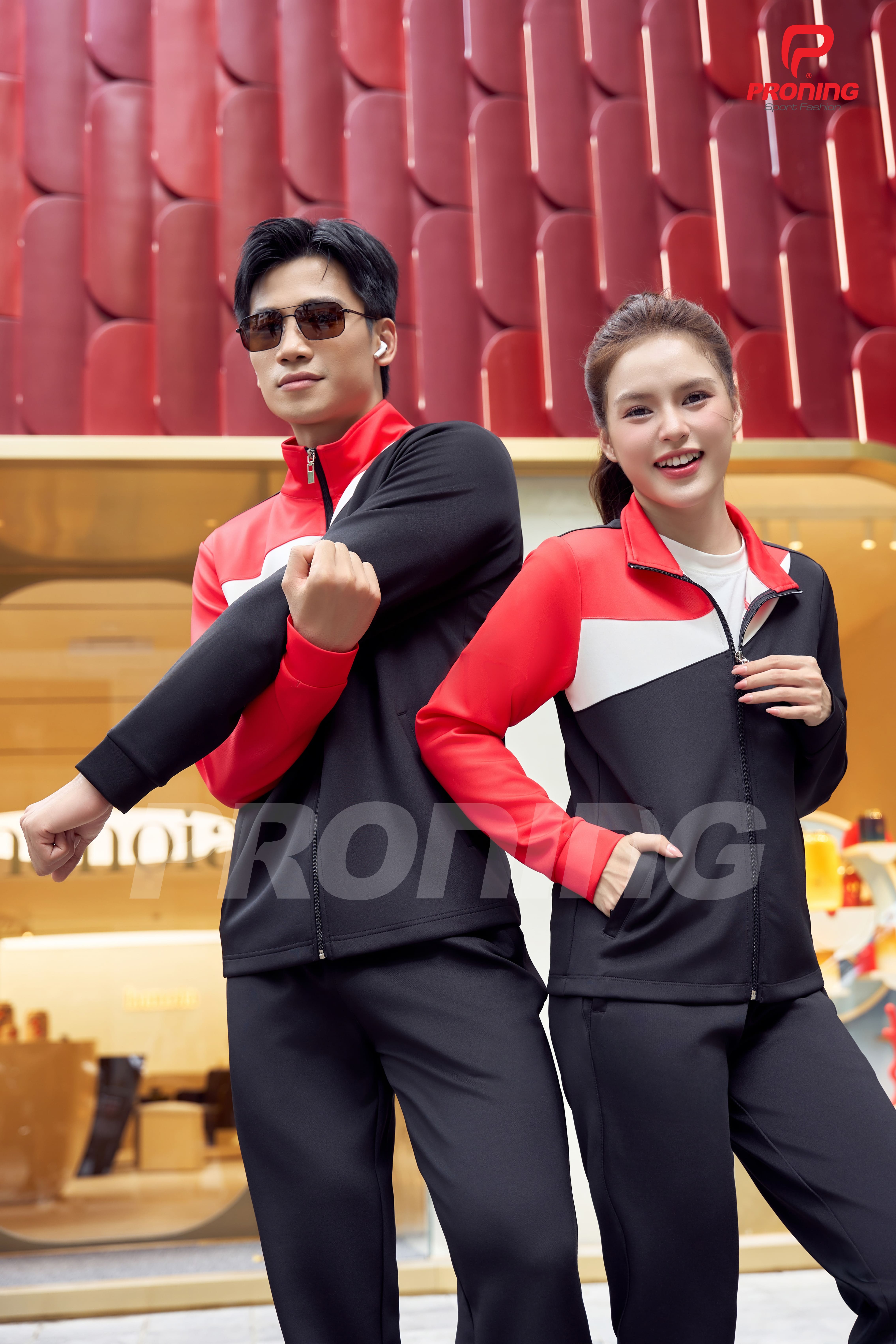 Bộ nỉ thể thao nam MDB-255 đen phối đỏ